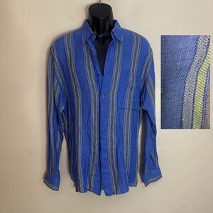 Mondo di Marco Striped Lien Shirt 22" armpit to armpit Gently worn Made in Italy